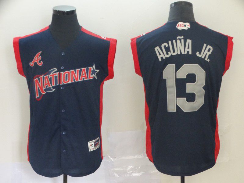 Men Atlanta Braves #13 Acuna jr Navy Blue 2019 All Star MLB Jerseys->new york giants->NFL Jersey